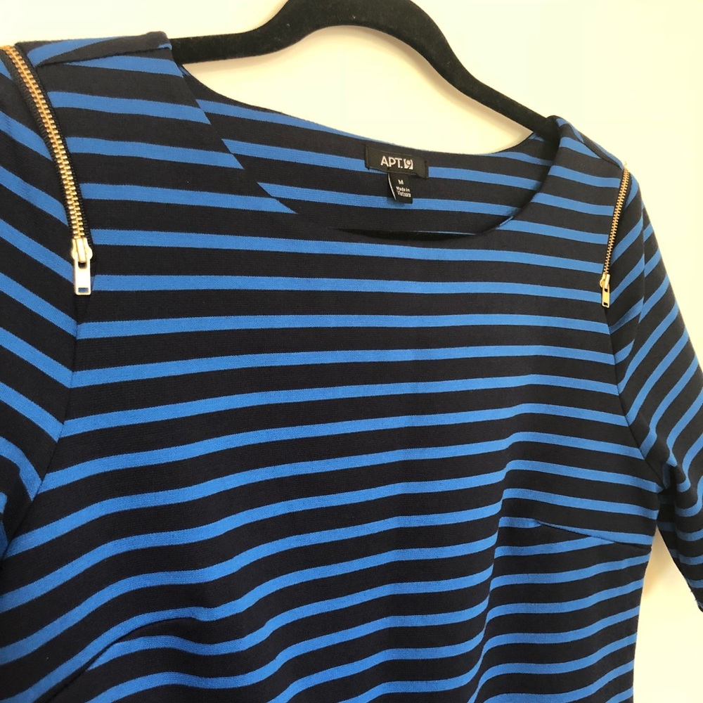 Navy and Blue Knit Dress with Zipper Detail